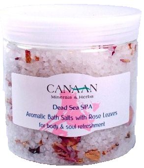 Canaan Minerals & Harbs, Ароматическая соль для ванн с лепестками розы (для тела и освежающего душа), 550 мл