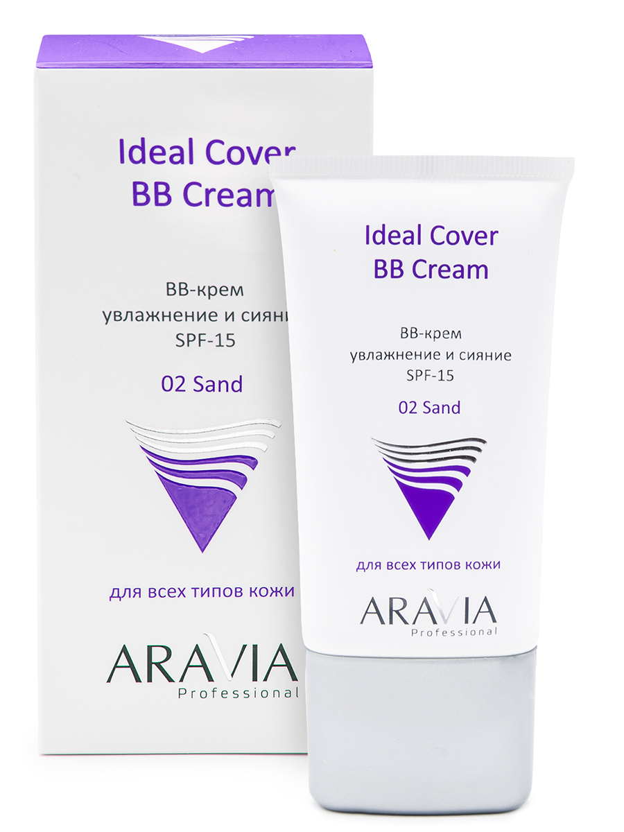 BB-крем увлажняющий SPF-15 Ideal Cover BB-Cream Sand 02, 50 мл, ARAVIA Professional