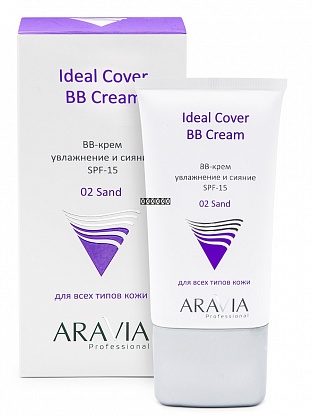 BB-крем увлажняющий SPF-15 Ideal Cover BB-Cream Sand 02, 50 мл, ARAVIA Professional