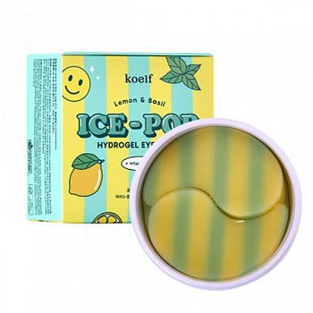 KOELF Гидрогелевые патчи для век с экстрактом лимона и базилика Lemon & Basil Ice-pop Hydrogel Eye Mask, 84g