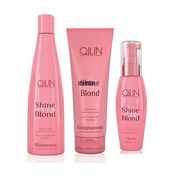 OLLIN SHINE BLOND Набор для светлых и блондированных волос (шампунь 300мл + кондиционер 250мл + масло 50мл)