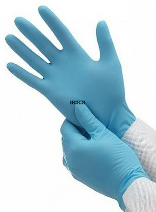 Перчатки нитриловые голубые неопудренные "L" 200шт/упак (100 пар)