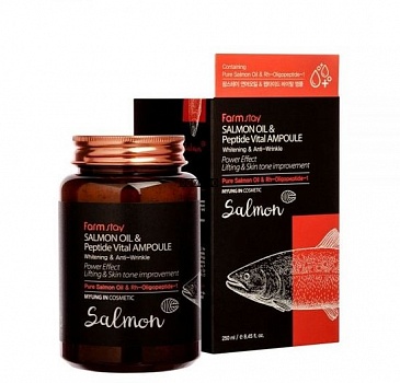 Многофункциональная ампульная сыворотка с маслом лосося и пептидами, 250 мл, FarmStay